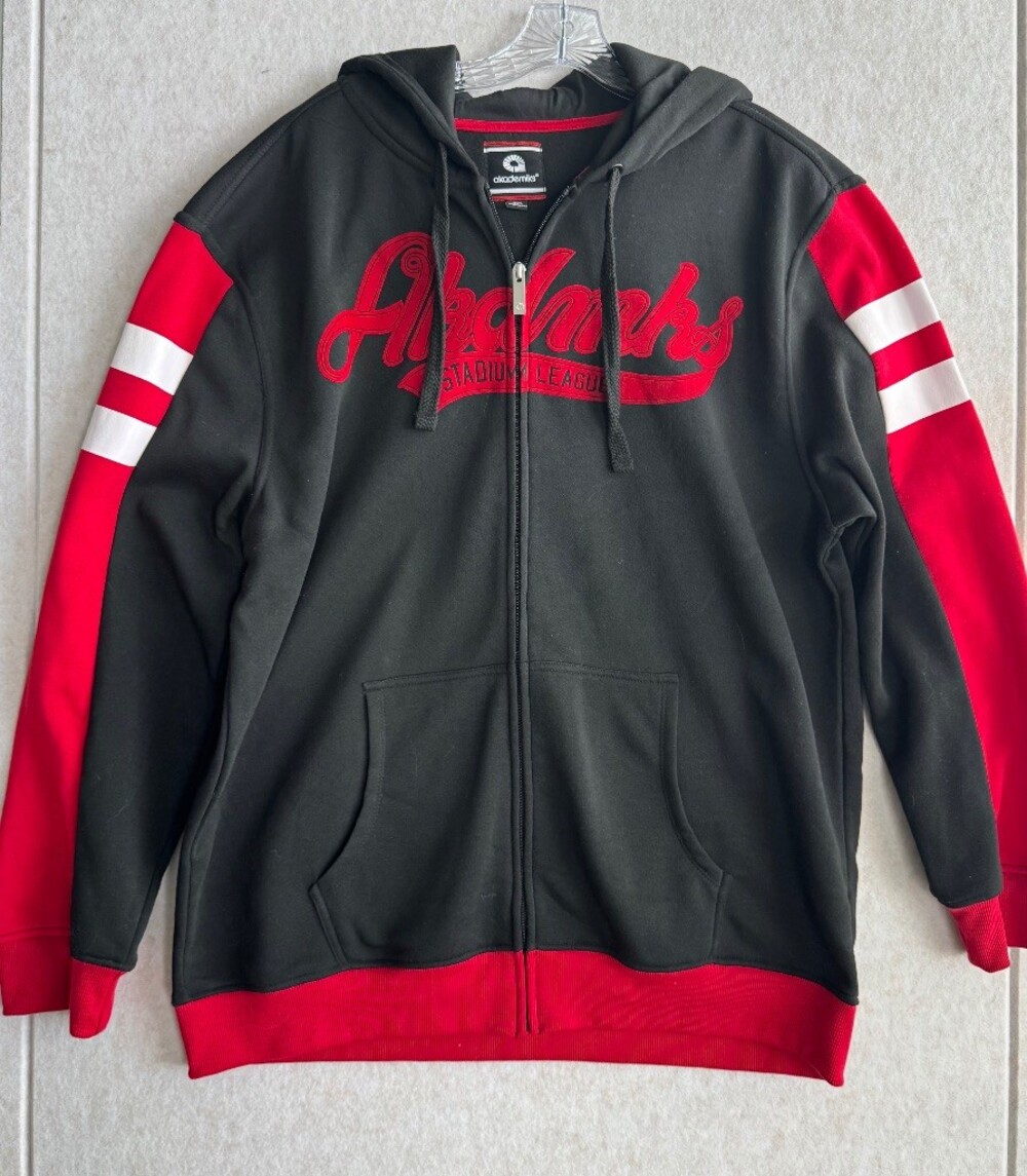 Akademiks Stadium League Hoodie Men’s 2XL Black Red Full Zip Y2K Hip Hop
